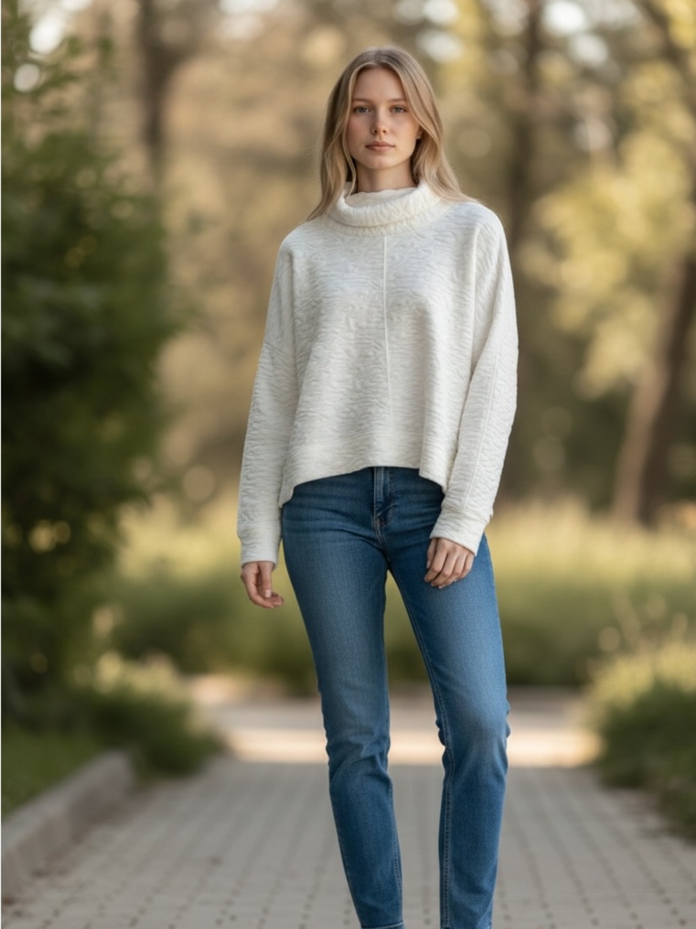 Zella Carey Quilted Funnel Neck Pullover Large NWOT